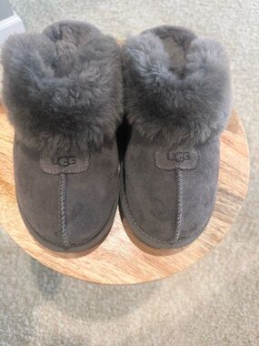 Ugg Coquette Charcoal Gray Slippers Lamb Fur Size 8